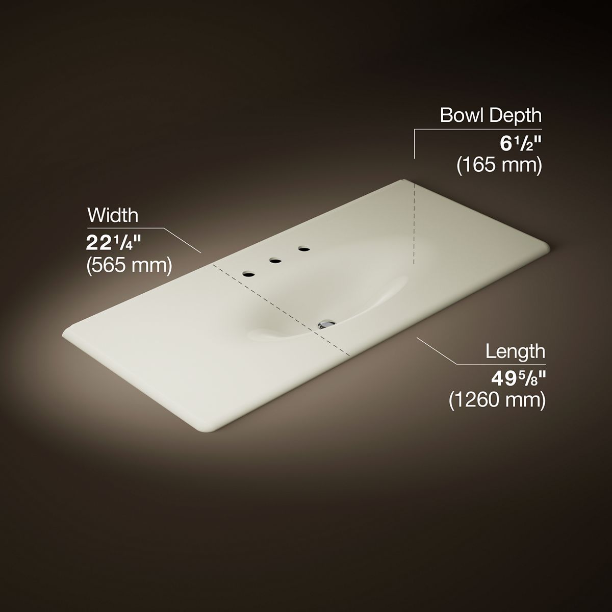 KOHLER Iron/Impressions 49" Enameled cast iron vanity top with integrated oval sink
