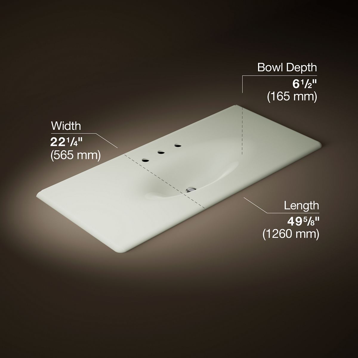 KOHLER Iron/Impressions 49" Enameled cast iron vanity top with integrated oval sink