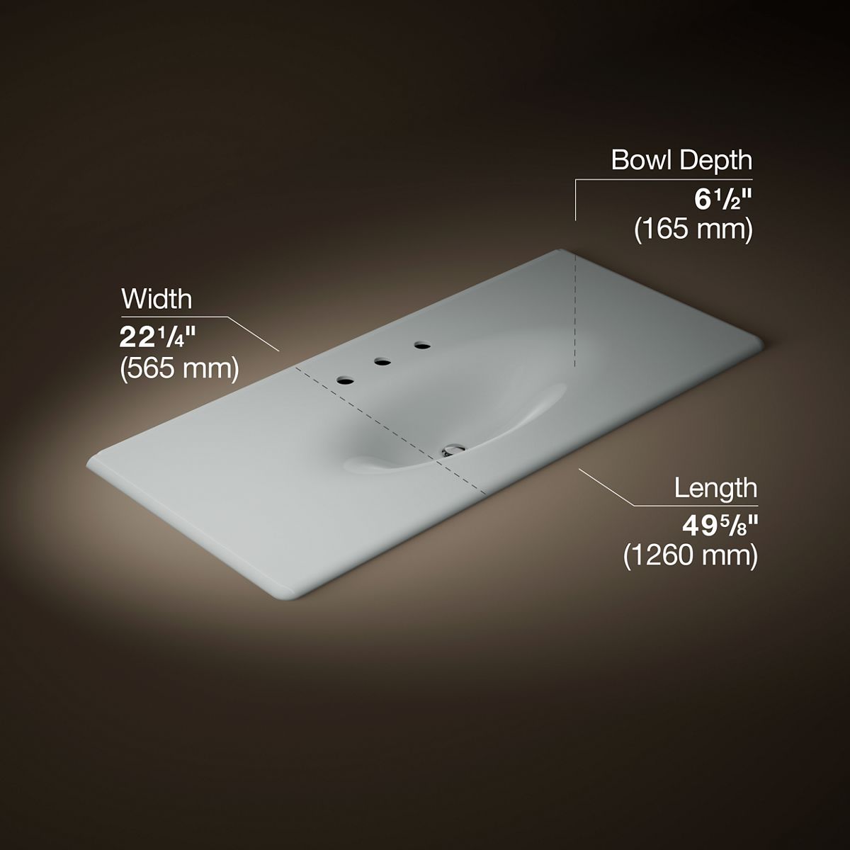 KOHLER Iron/Impressions 49" Enameled cast iron vanity top with integrated oval sink