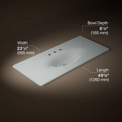 KOHLER Iron/Impressions 49" Enameled cast iron vanity top with integrated oval sink
