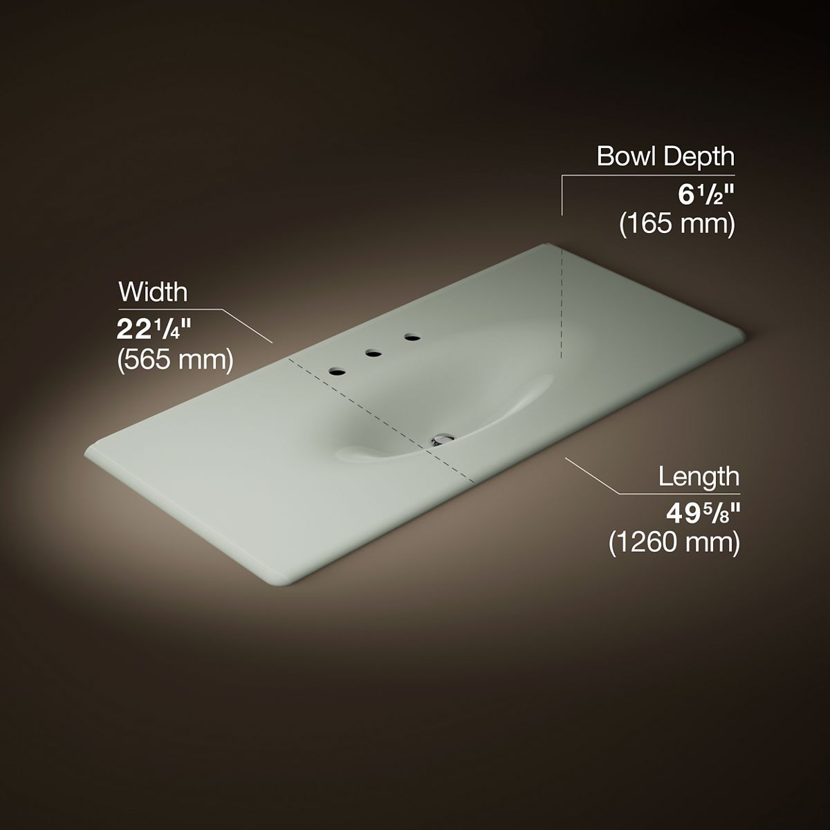 KOHLER Iron/Impressions 49" Enameled cast iron vanity top with integrated oval sink