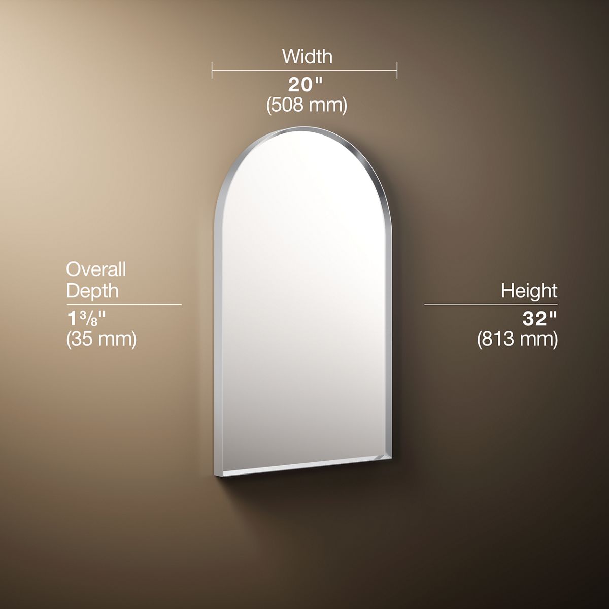 3/4 view of product with dimensions