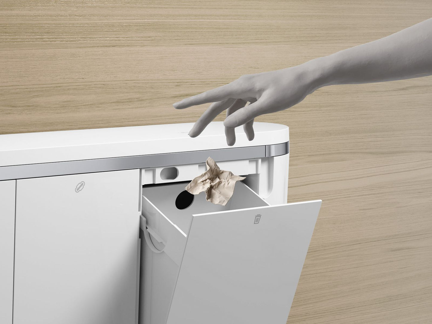 KOHLER K-30666-LWW Clean Haven Hygiene Station with Menstrual Product Dispenser, Left Mount