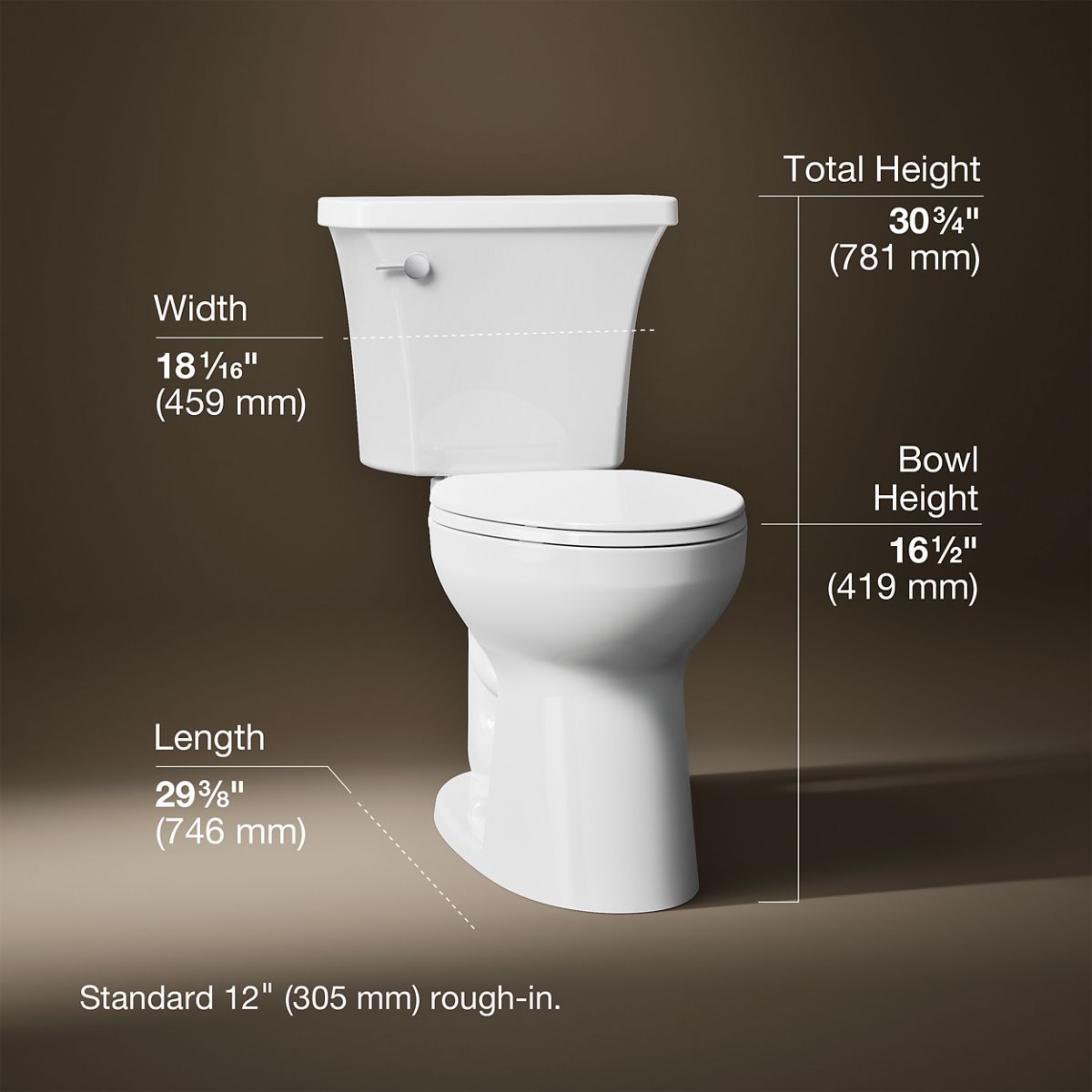 3/4 view of product with dimensions