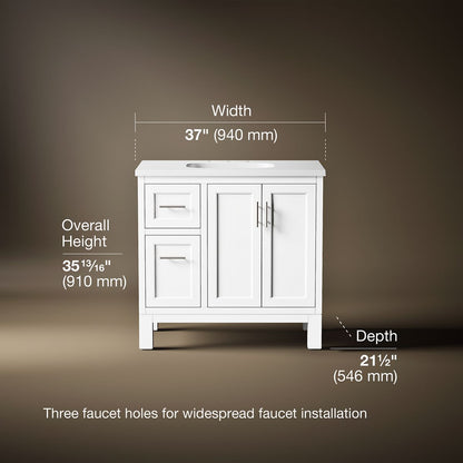 3/4 view of product with dimensions