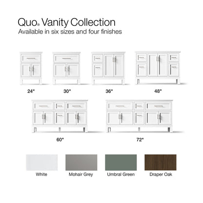 KOHLER K-31244-ASB Quo 36" Bathroom Vanity Cabinet with Sink and Quartz Top, White - Detail image of a product feature