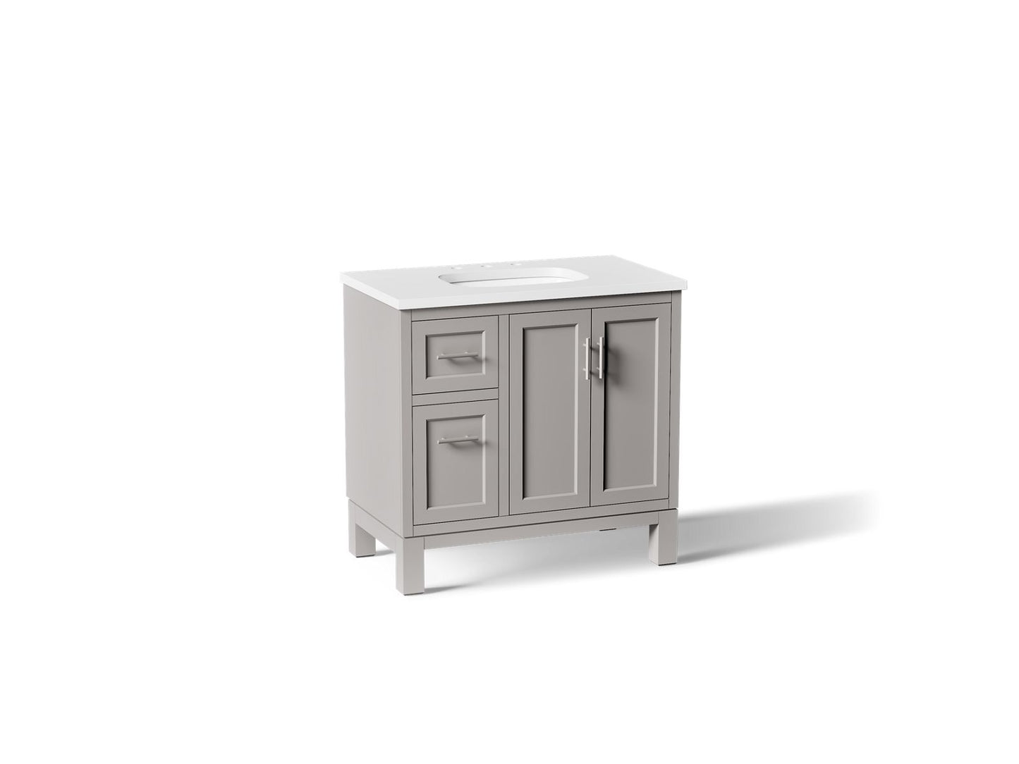 KOHLER K-31244-ASB Quo 36" bathroom vanity cabinet with sink and quartz top