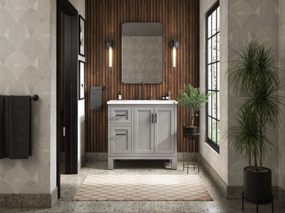 KOHLER K-31244-ASB Quo 36" bathroom vanity cabinet with sink and quartz top