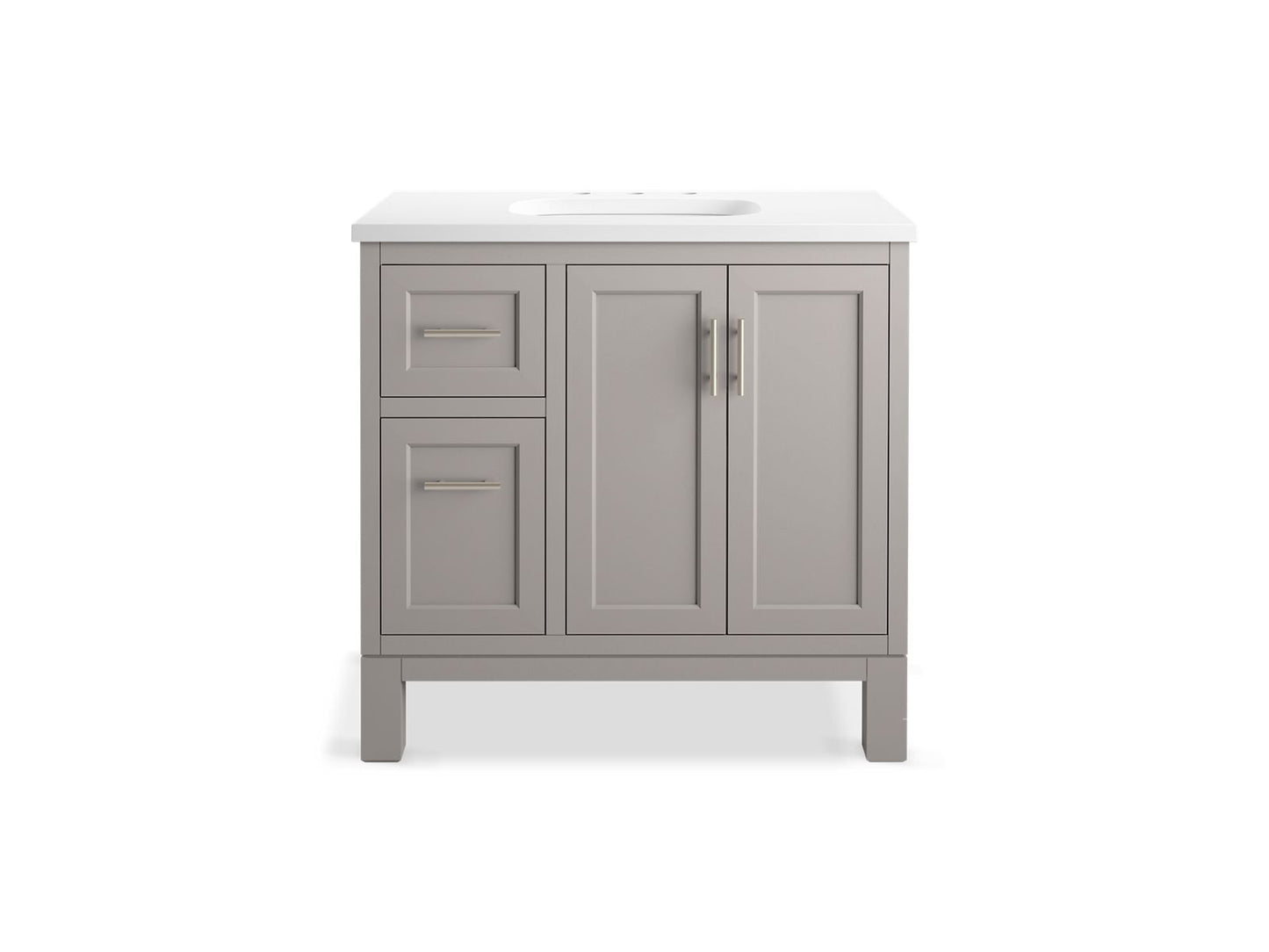 KOHLER K-31244-ASB Quo 36" bathroom vanity cabinet with sink and quartz top