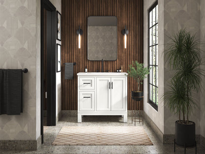 KOHLER K-31244-ASB Quo 36" bathroom vanity cabinet with sink and quartz top