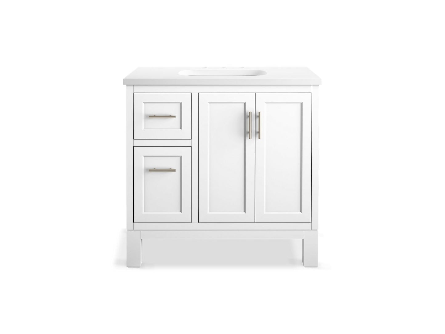 KOHLER K-31244-ASB Quo 36" bathroom vanity cabinet with sink and quartz top