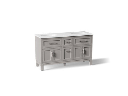 KOHLER K-31246-ASB Quo 60" bathroom vanity cabinet with sinks and quartz top