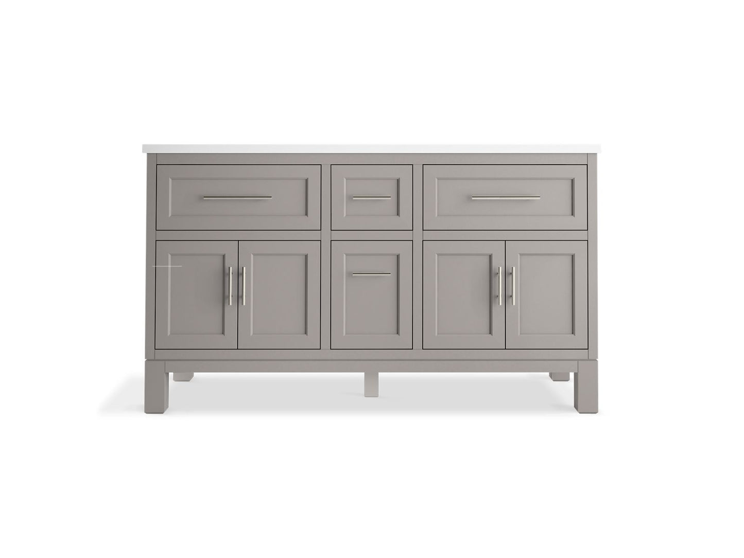 KOHLER K-31246-ASB Quo 60" bathroom vanity cabinet with sinks and quartz top