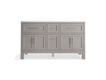 KOHLER K-31246-ASB Quo 60" bathroom vanity cabinet with sinks and quartz top