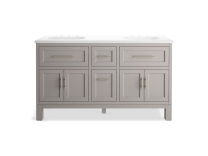 KOHLER K-31246-ASB Quo 60" bathroom vanity cabinet with sinks and quartz top
