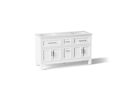 KOHLER K-31246-ASB Quo 60" bathroom vanity cabinet with sinks and quartz top