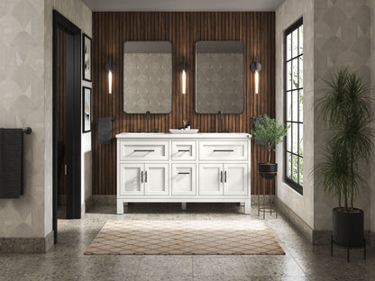 KOHLER K-31246-ASB Quo 60" bathroom vanity cabinet with sinks and quartz top