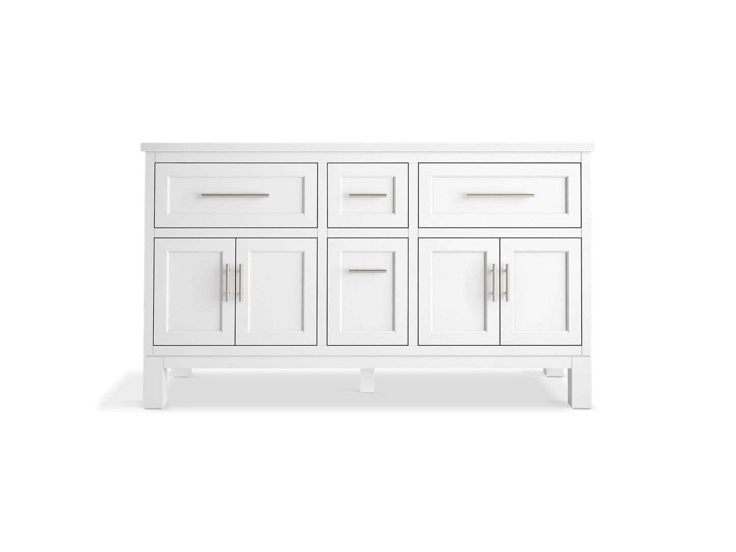 KOHLER K-31246-ASB Quo 60" bathroom vanity cabinet with sinks and quartz top