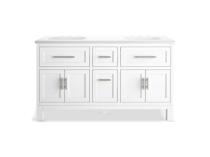 KOHLER K-31246-ASB Quo 60" bathroom vanity cabinet with sinks and quartz top