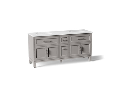 KOHLER K-31247-ASB Quo 72" bathroom vanity cabinet with sinks and quartz top