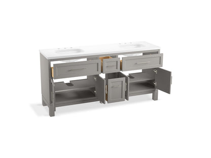 KOHLER K-31247-ASB Quo 72" bathroom vanity cabinet with sinks and quartz top