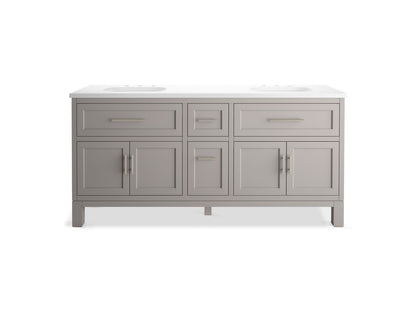 KOHLER K-31247-ASB Quo 72" bathroom vanity cabinet with sinks and quartz top