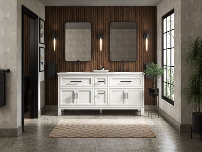 KOHLER K-31247-ASB Quo 72" bathroom vanity cabinet with sinks and quartz top