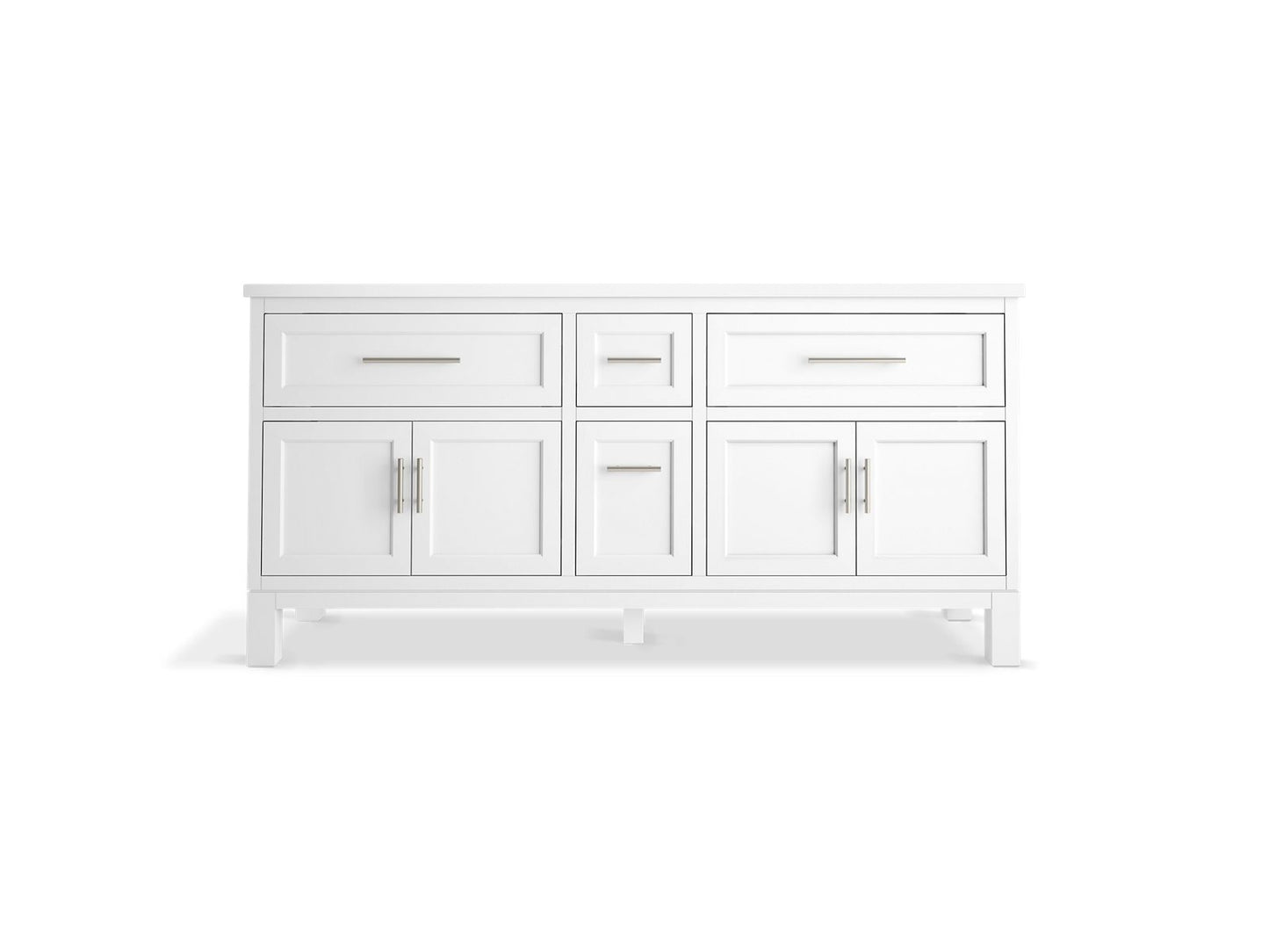 KOHLER K-31247-ASB Quo 72" bathroom vanity cabinet with sinks and quartz top