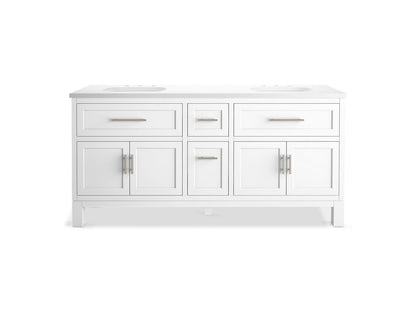 KOHLER K-31247-ASB Quo 72" bathroom vanity cabinet with sinks and quartz top
