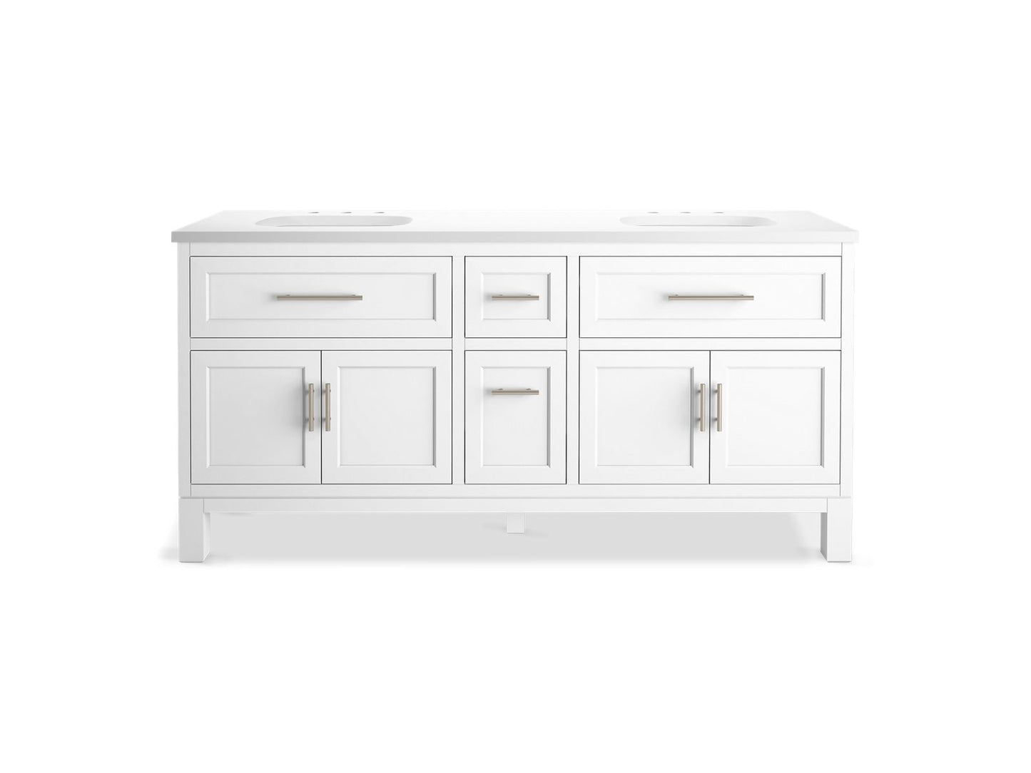 KOHLER K-31247-ASB Quo 72" bathroom vanity cabinet with sinks and quartz top