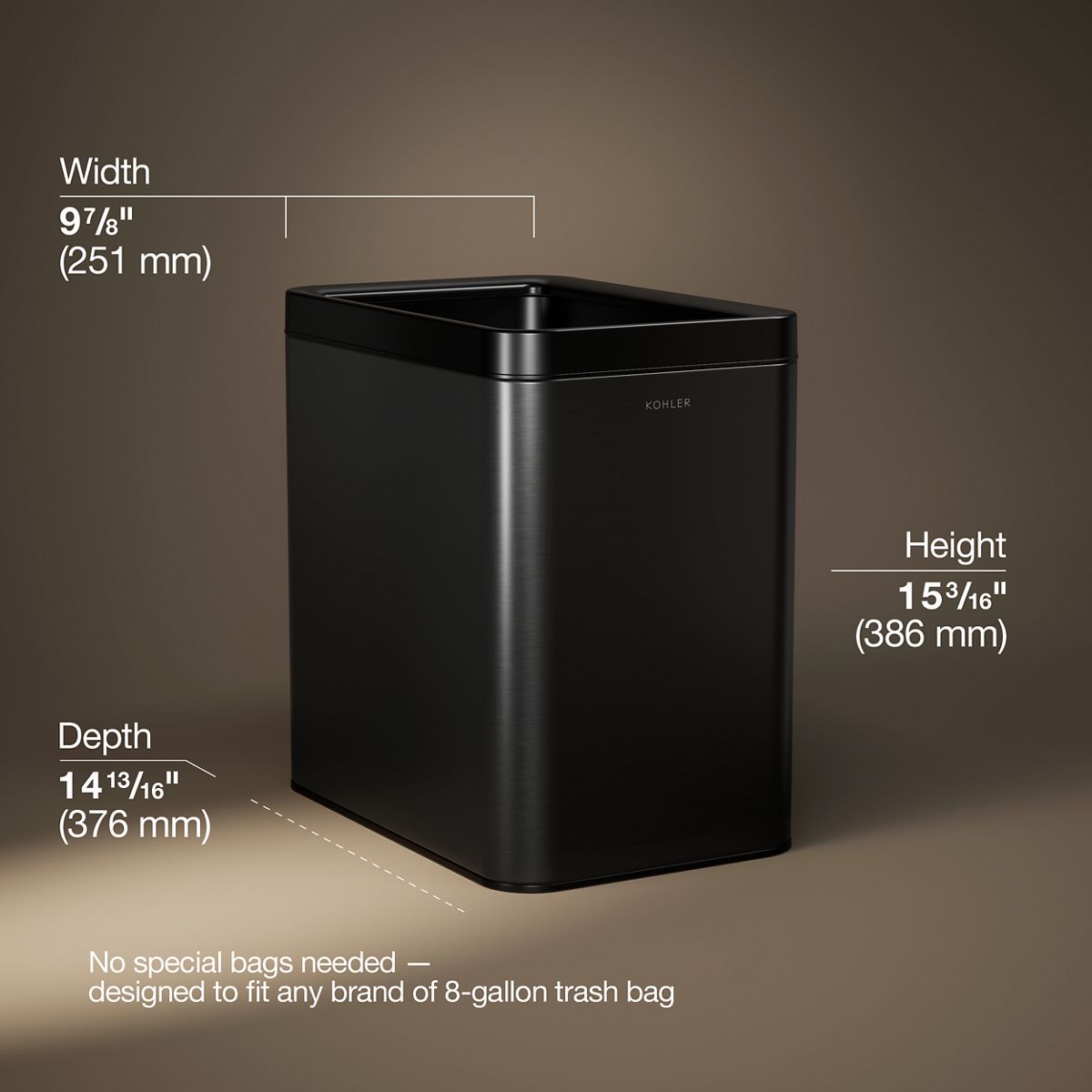 KOHLER K-31314 25-liter open-top trash can