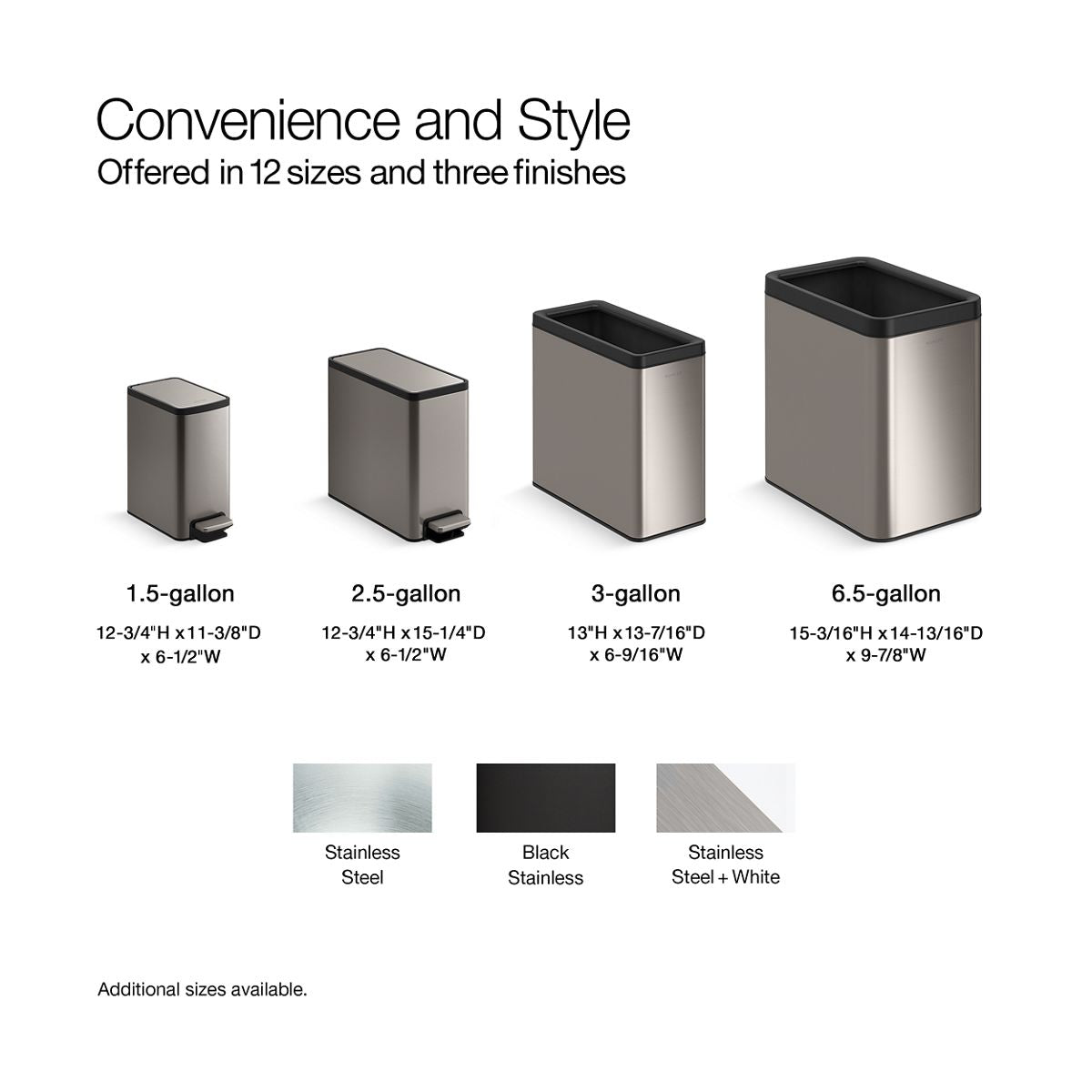 KOHLER K-31314 25-liter open-top trash can
