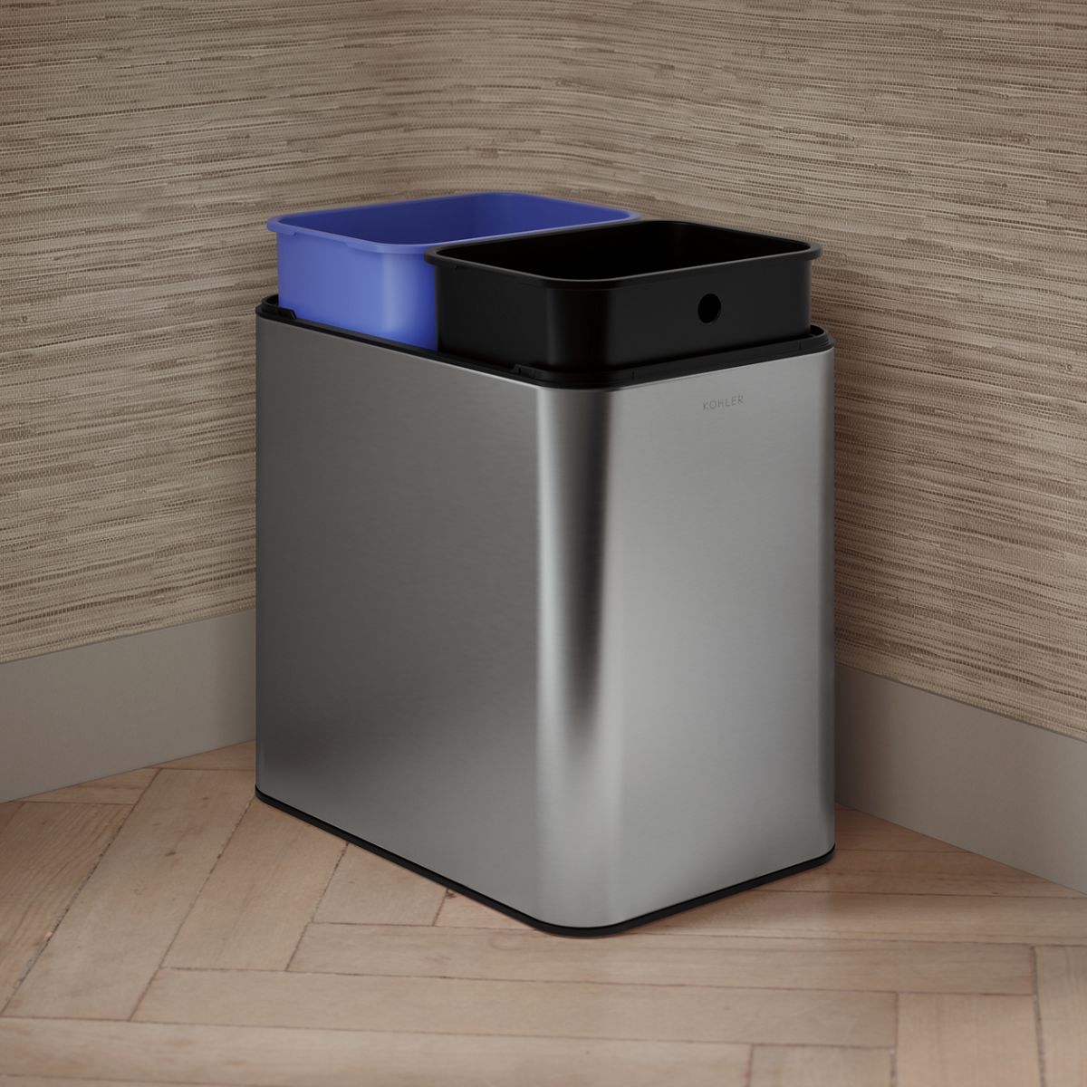 KOHLER K-31315 22-liter dual-compartment open-top trash can