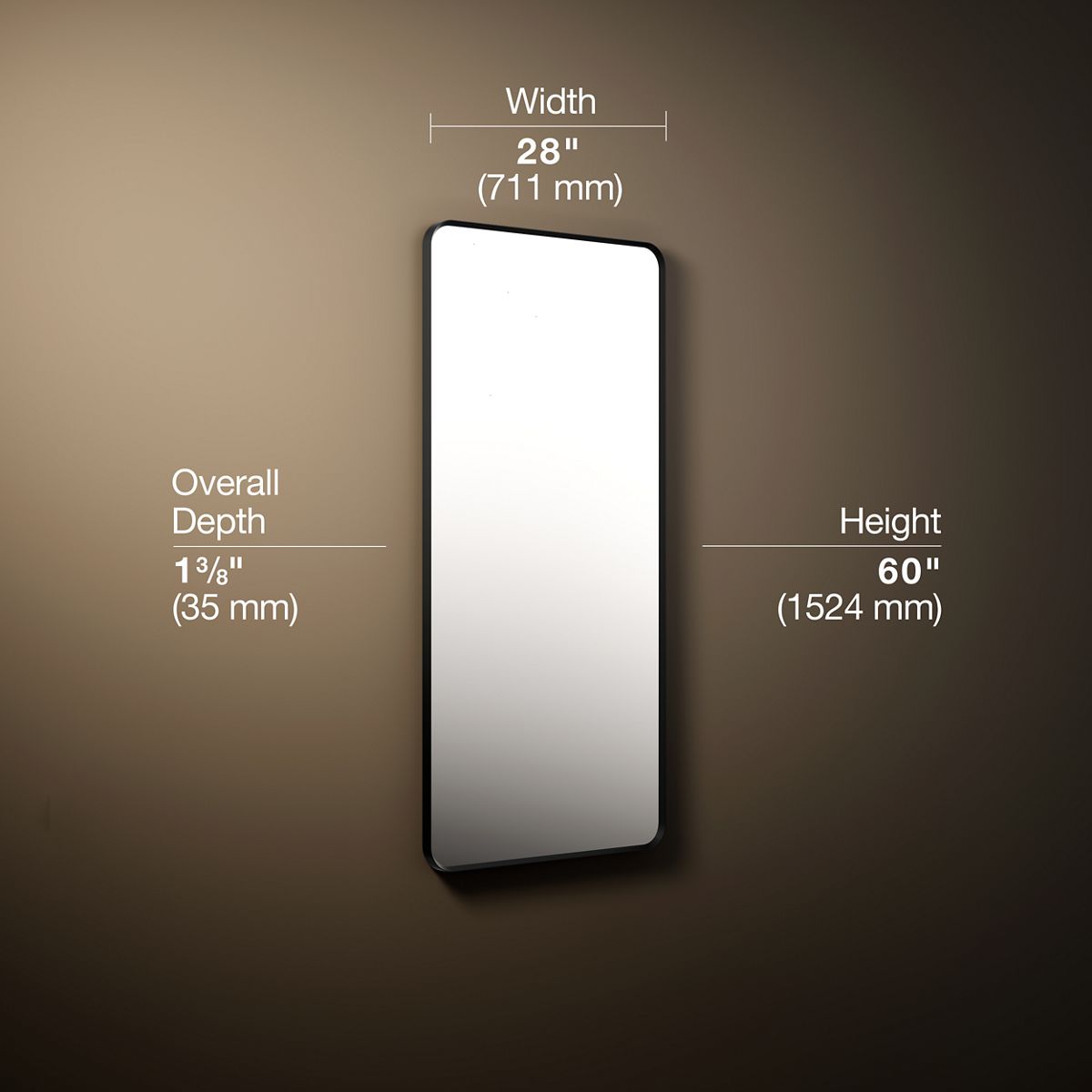 3/4 view of product with dimensions