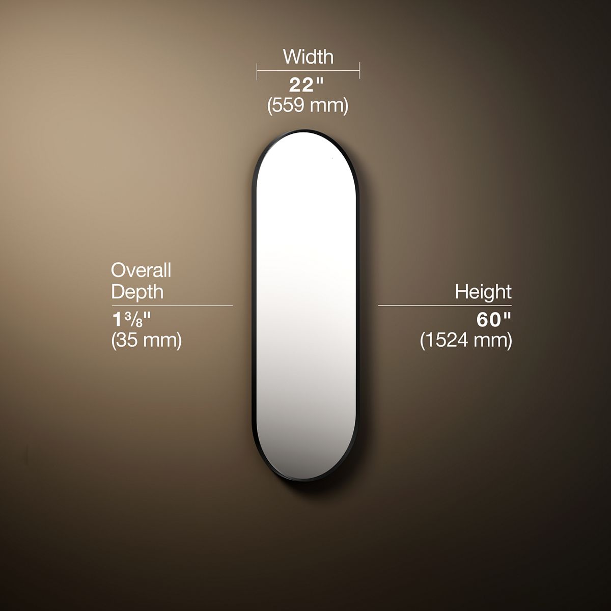 3/4 view of product with dimensions