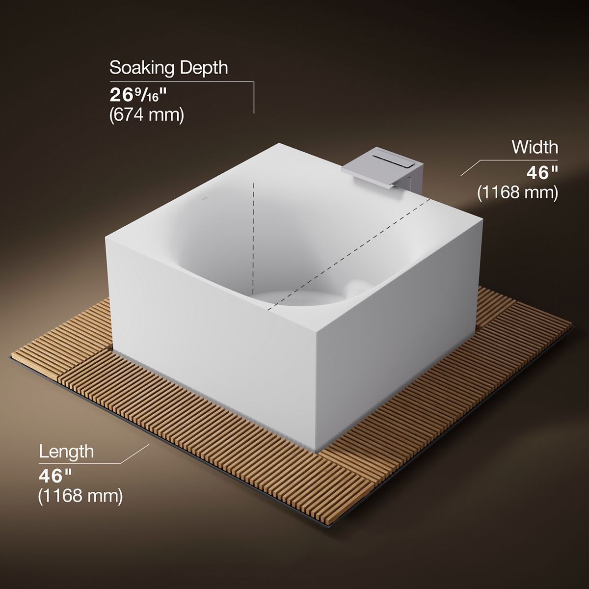 3/4 view of product with dimensions