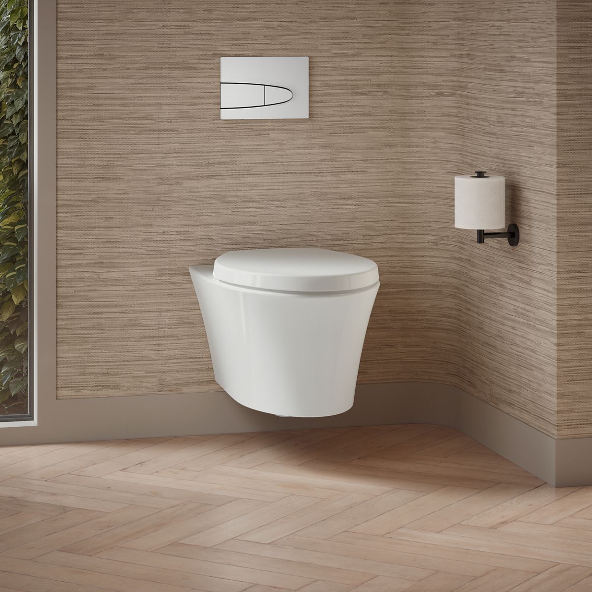 KOHLER K-31539 Veil Wall-hung compact elongated toilet, dual-flush