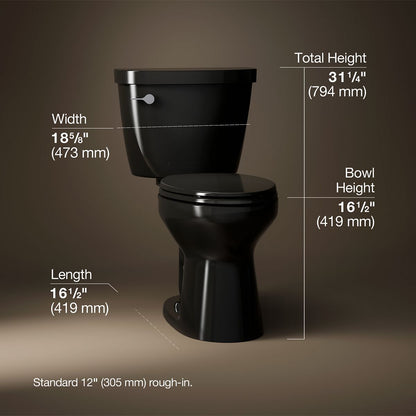 KOHLER K-31620-RA Cimarron ComForteeight Two-piece elongated 1.6 gpf chair-height toilet