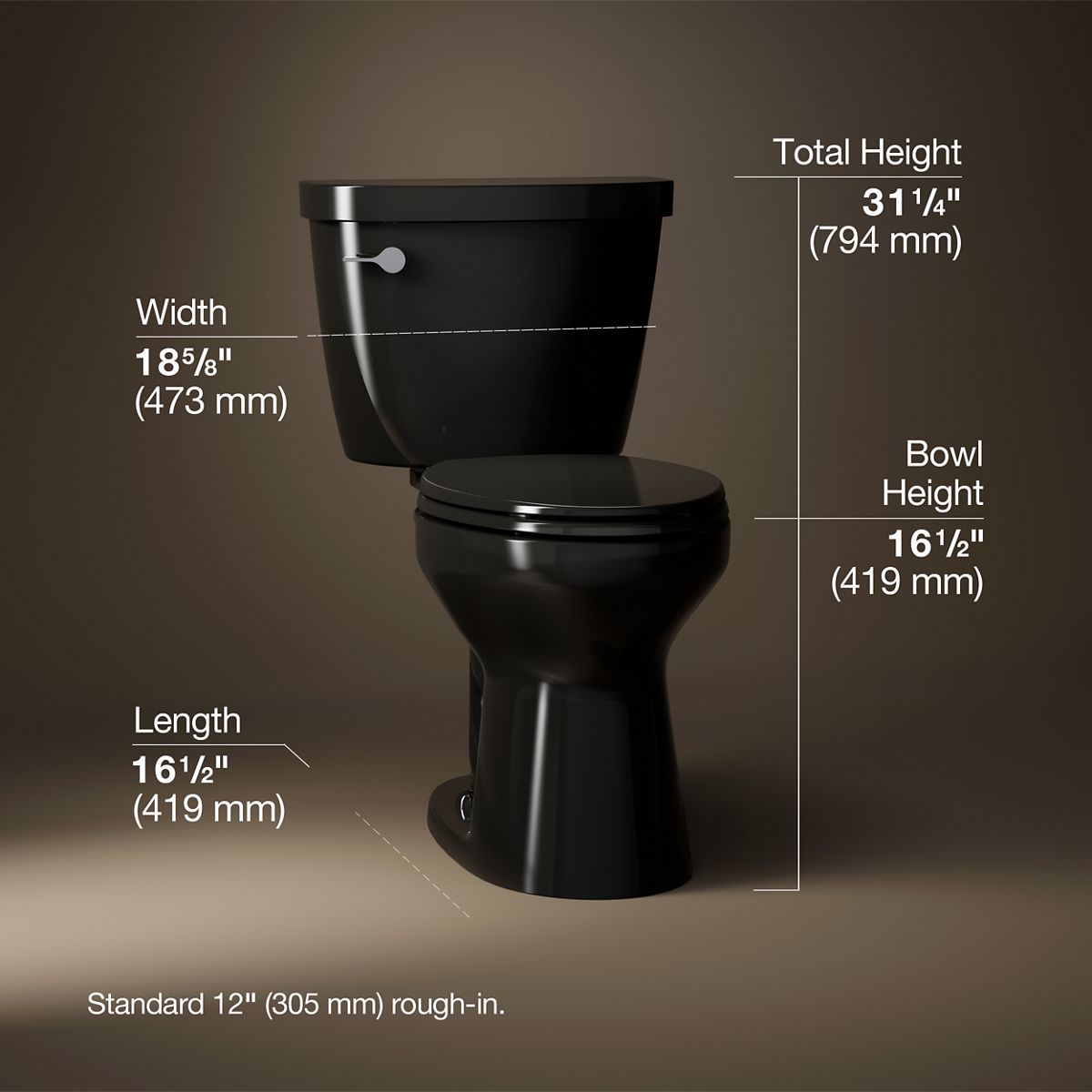 KOHLER K-31620-RA Cimarron ComForteeight Two-piece elongated 1.6 gpf chair-height toilet