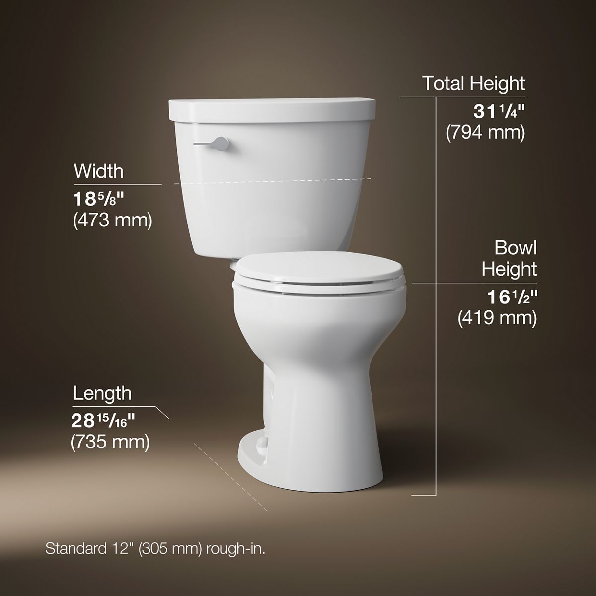 3/4 view of product with dimensions