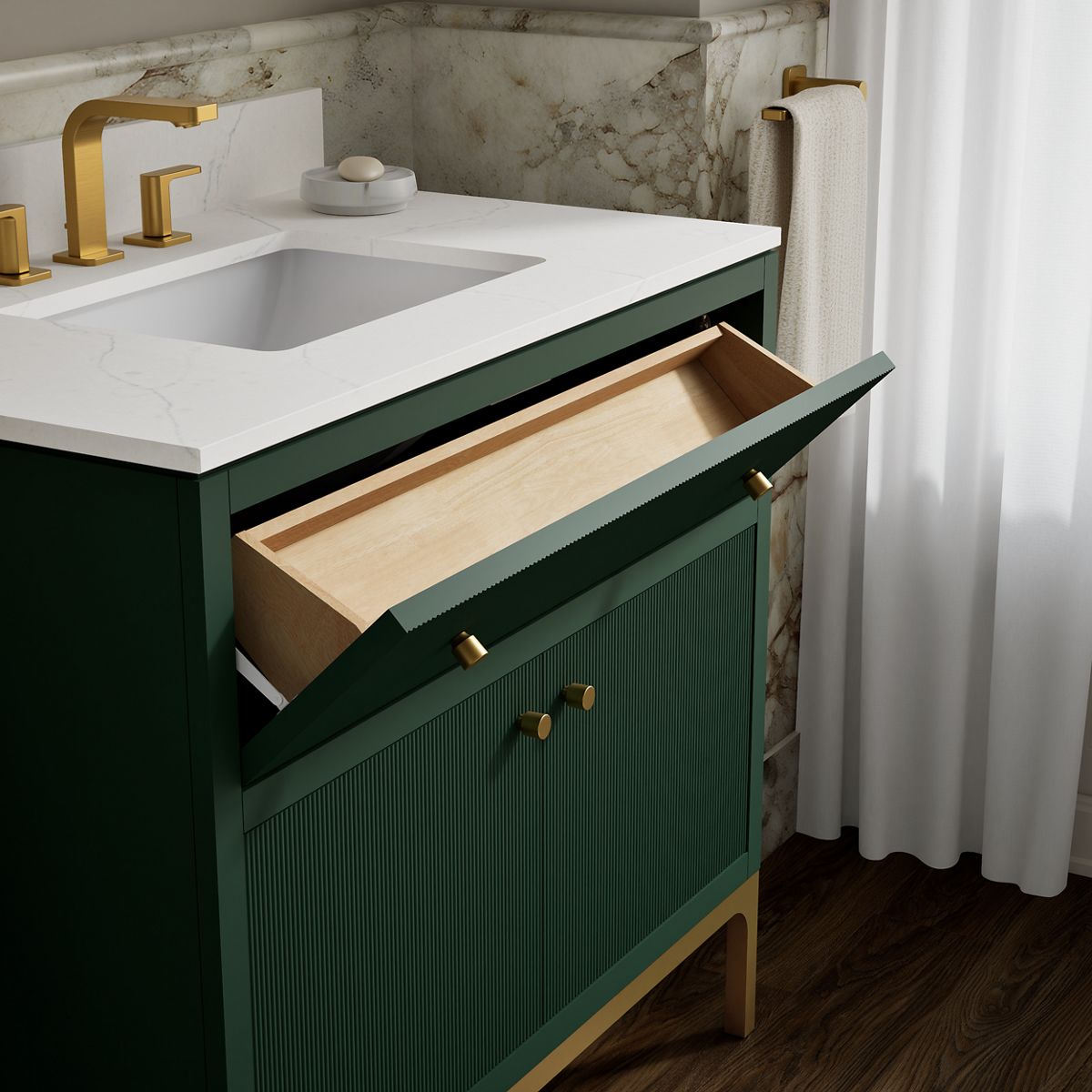 KOHLER Calpa™ 36" bathroom vanity cabinet with sink and quartz top