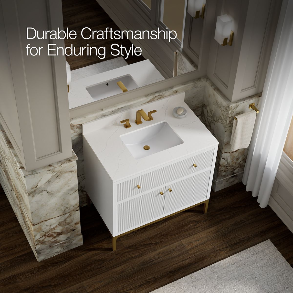 KOHLER Calpa™ 36" bathroom vanity cabinet with sink and quartz top