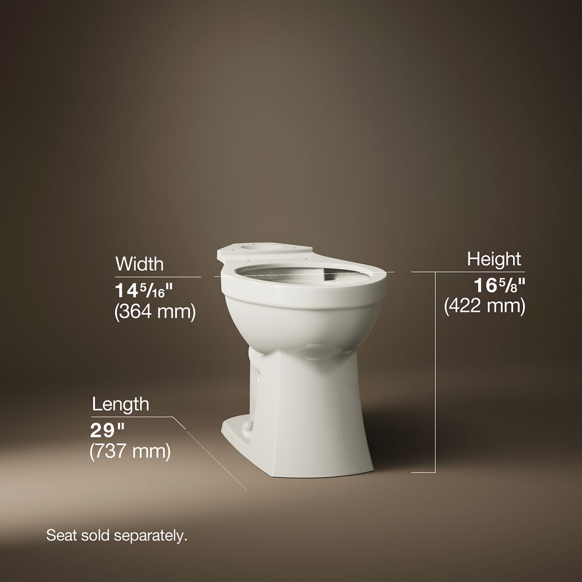 KOHLER K-32809 Kelston Elongated toilet bowl, biscuit - view 3