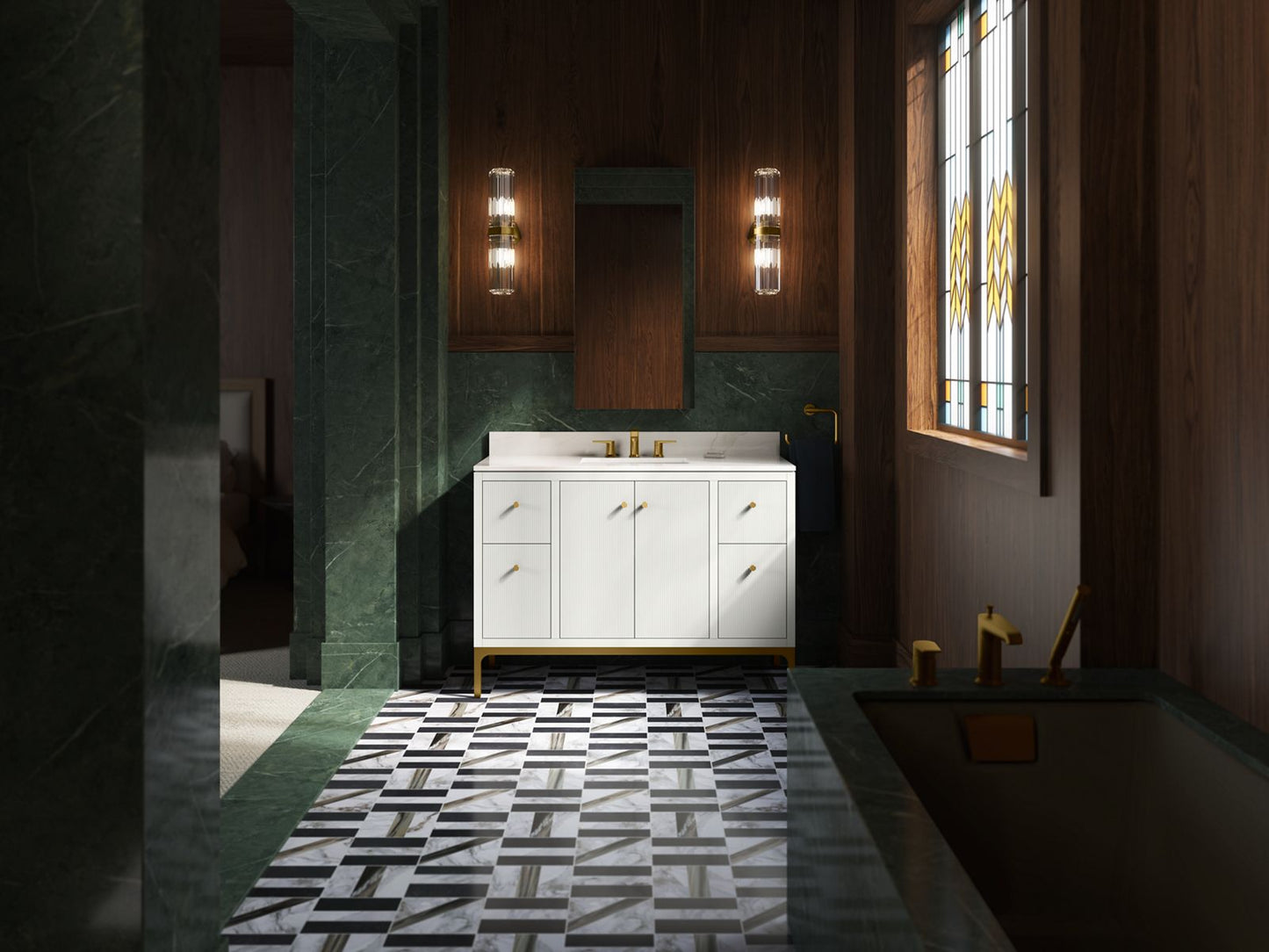 KOHLER Calpa™ 48" bathroom vanity cabinet with sink and quartz top