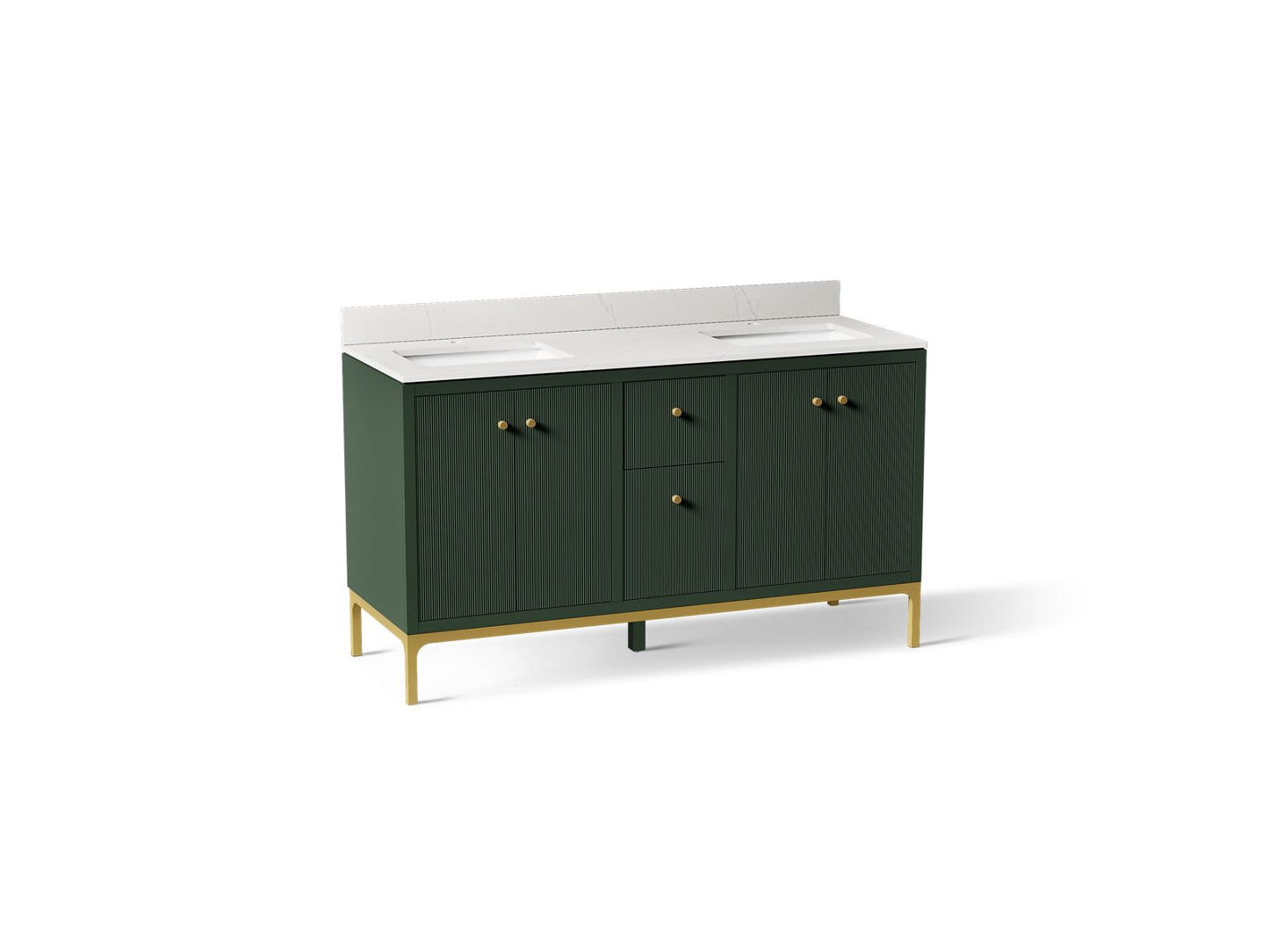 KOHLER Calpa™ 60" bathroom vanity cabinet with sinks and quartz top