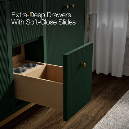 KOHLER Calpa™ 60" bathroom vanity cabinet with sinks and quartz top