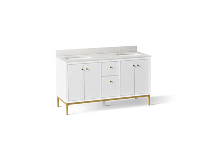 KOHLER Calpa™ 60" bathroom vanity cabinet with sinks and quartz top