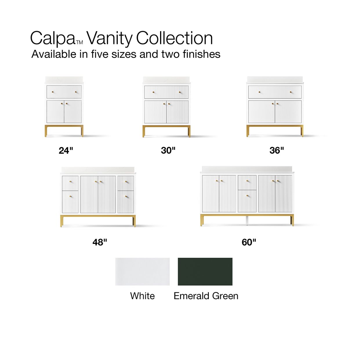 KOHLER Calpa™ 60" bathroom vanity cabinet with sinks and quartz top