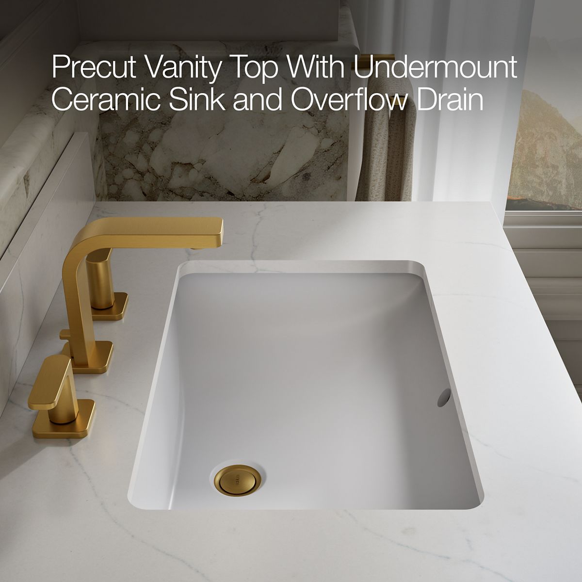 KOHLER Calpa™ 60" bathroom vanity cabinet with sinks and quartz top