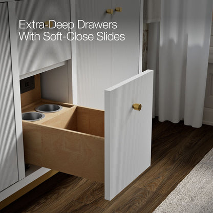 KOHLER Calpa™ 60" bathroom vanity cabinet with sinks and quartz top